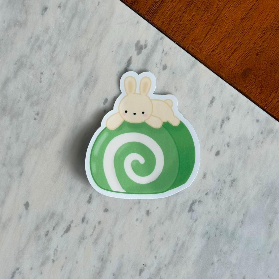 Roll Cake Bunny Waterproof Matte Vinyl Stickers