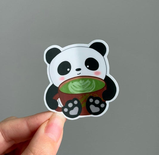 Matcha Latte Panda Waterproof Matte Vinyl Stickers