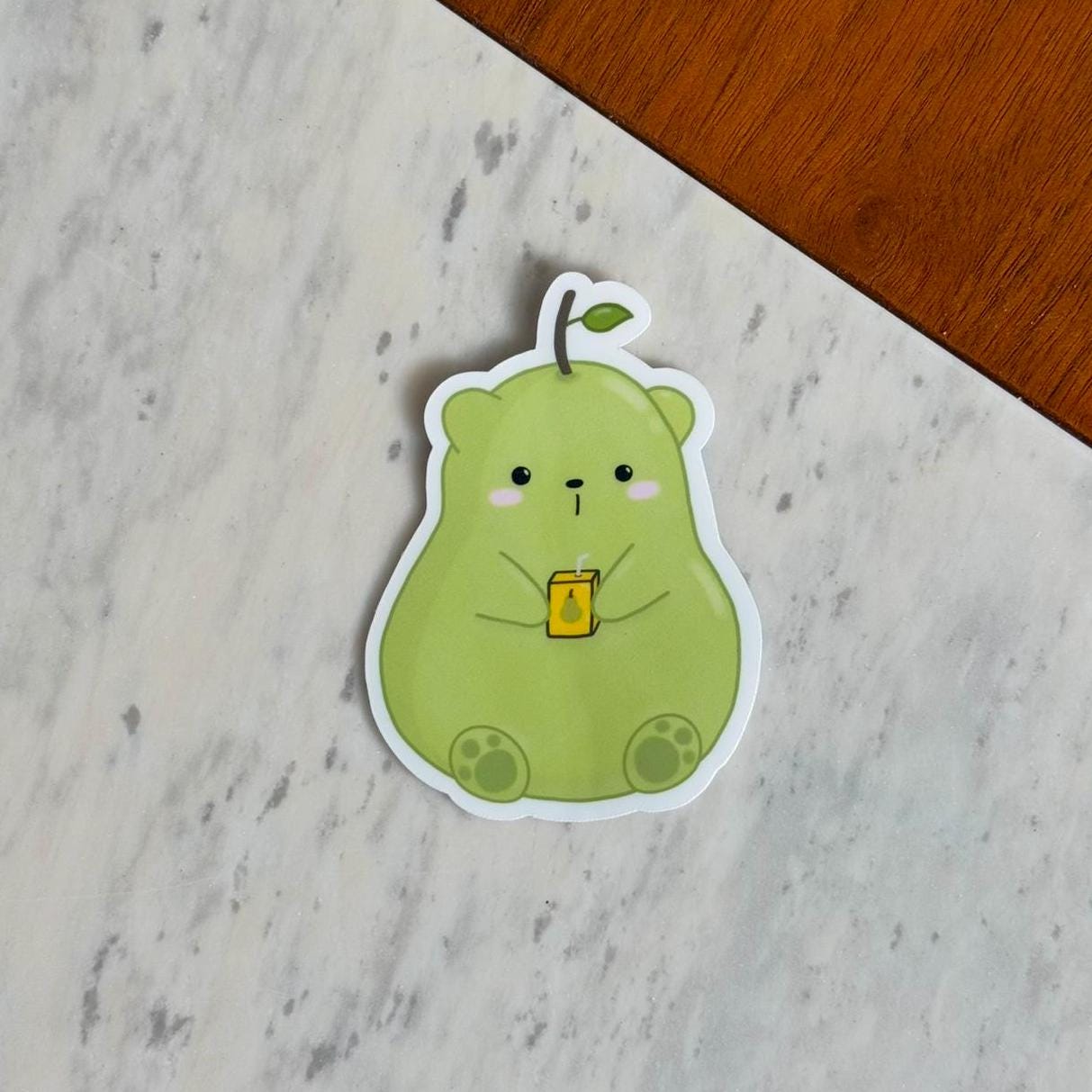 Pear Bear Waterproof Matte Vinyl Stickers