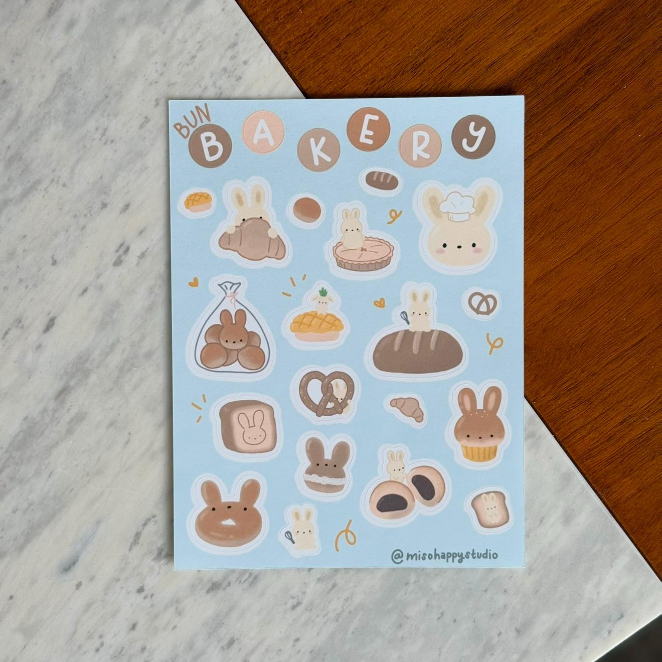 Bakery Bunny Sticker Sheet for Journaling