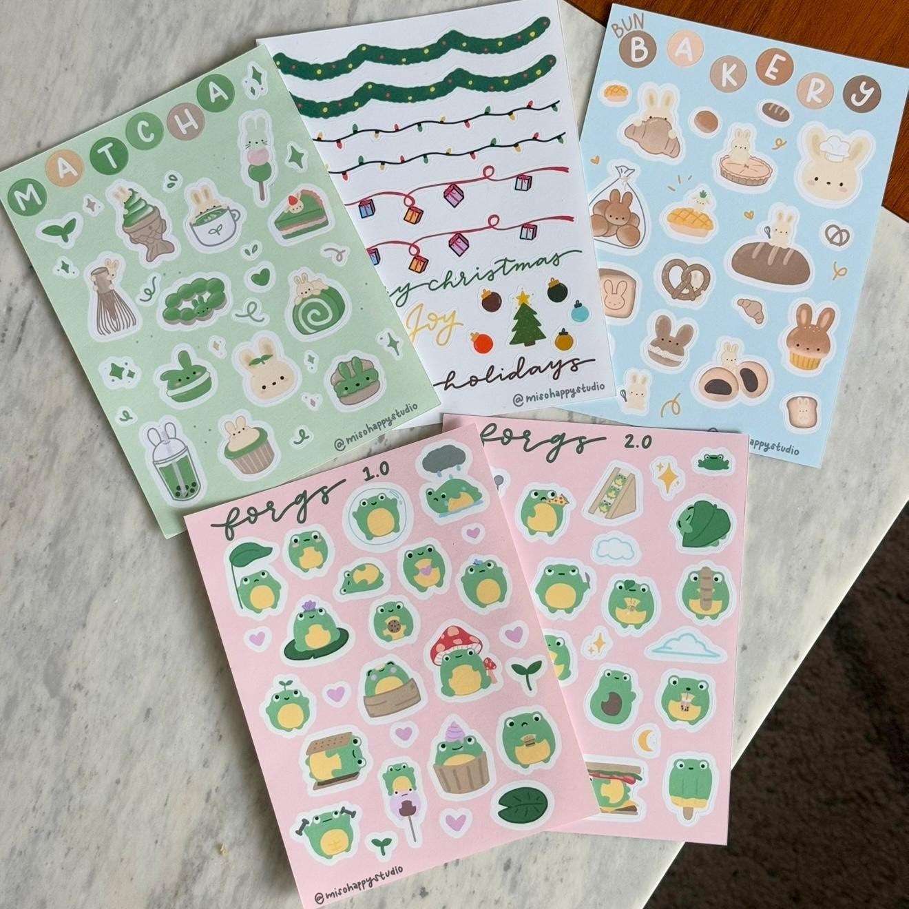 Matcha Bunny Sticker Sheet for Journaling