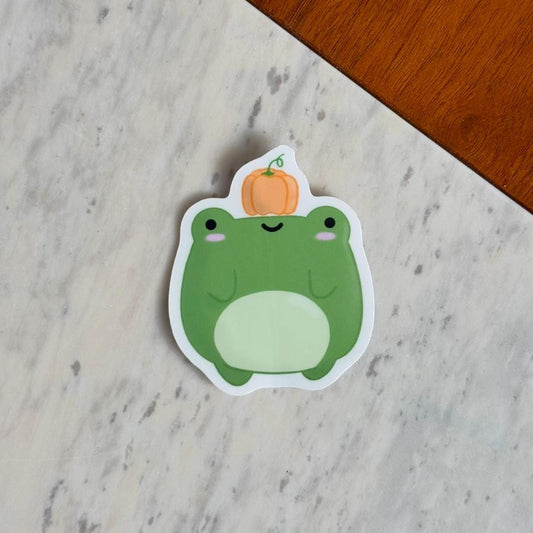 Pumpkin Frog Waterproof Matte Vinyl Sticker