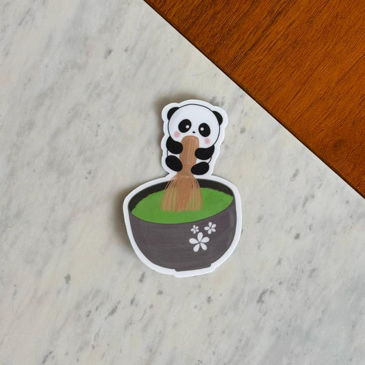Matcha Whisk Panda Waterproof Matte Vinyl Stickers