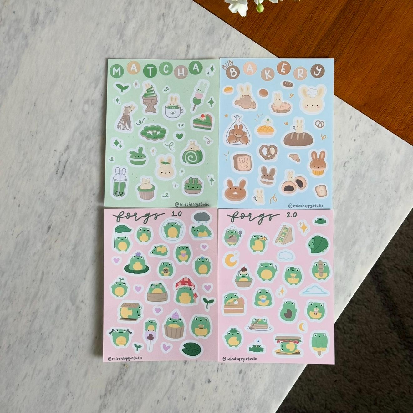 Matcha Bunny Sticker Sheet for Journaling