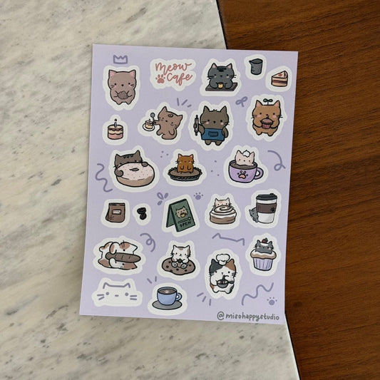 Cat Cafe Sticker Sheet - January Mail Club Archive