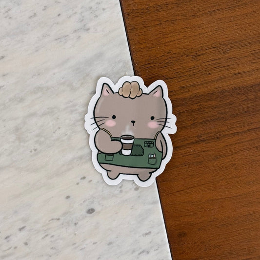 Cat Cafe Barista Sticker - January Mail Club Archive