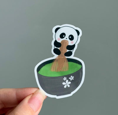 Matcha Whisk Panda Waterproof Matte Vinyl Sticker